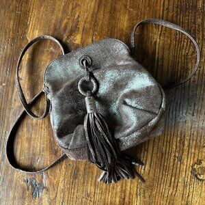 Shimmery Distressed Silver Hobo Crossbody